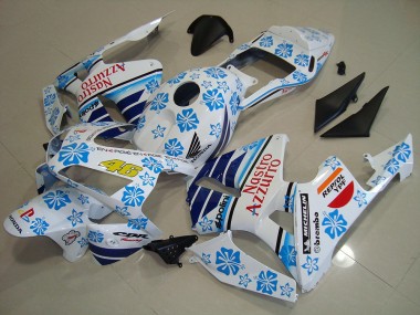 Honda CBR600RR Motorrad Verkleidung 2003-2004 - Weiss Blau Rot Nastro Azzurro