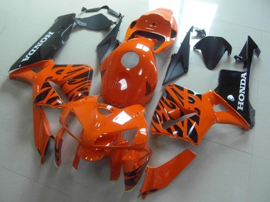 Honda CBR600RR Motorrad Verkleidung 2005-2006 - Orange Schwarz Flamme