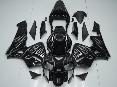 Honda CBR600RR Motorrad Verkleidung 2005-2006 - Glanzendes Schwarz Silber Flamme