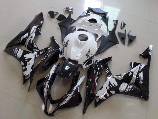 Honda CBR600RR Motorrad Verkleidung 2007-2008 - Weiss Glanzendes Schwarz Leyla