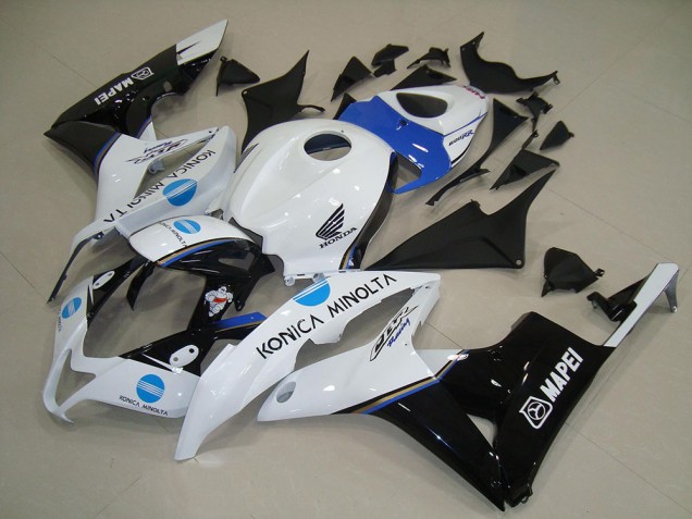 Honda CBR600RR Motorrad Verkleidung 2007-2008 - Weiss Blau Glanzendes Schwarz Konica Minolta