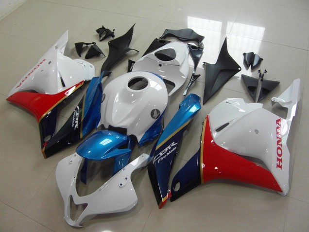 Honda CBR600RR Motorrad Verkleidung 2009-2012 - Weiss Blau Rot Glanzendes Schwarz