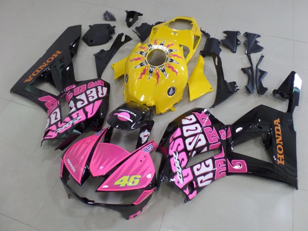 Honda CBR600RR Motorrad Verkleidung 2013-2023 - Gelb Rosa Glanzendes Schwarz Rossi 46
