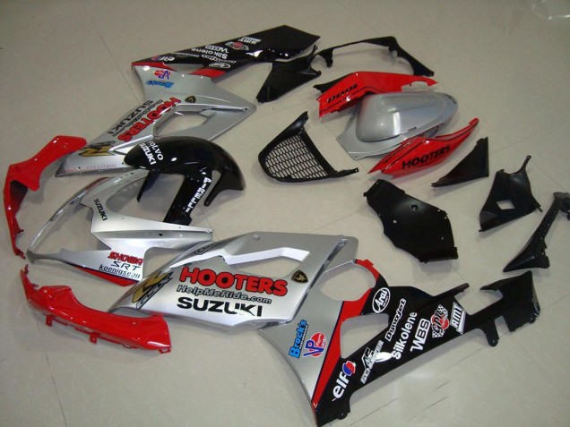 Suzuki GSXR 1000 Motorrad Verkleidung 2005-2006 - Silber Rot Schwarz Hooters