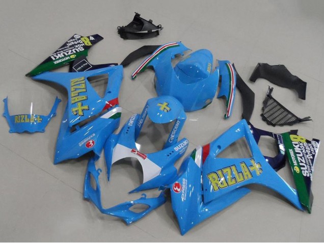 Suzuki GSXR 1000 Motorrad Verkleidung 2007-2008 - Blau Weiss Gelb Schwarz Rizla