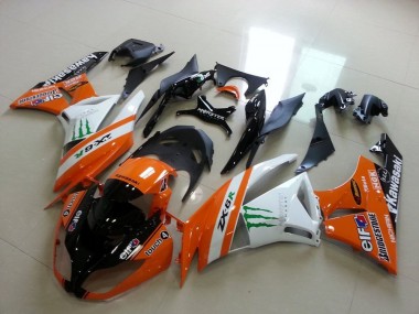 Kawasaki ZX6R Motorrad Verkleidung 2009-2012 - Orange Weiss Glanzendes Schwarz Grun Elf Bridgestone Monster