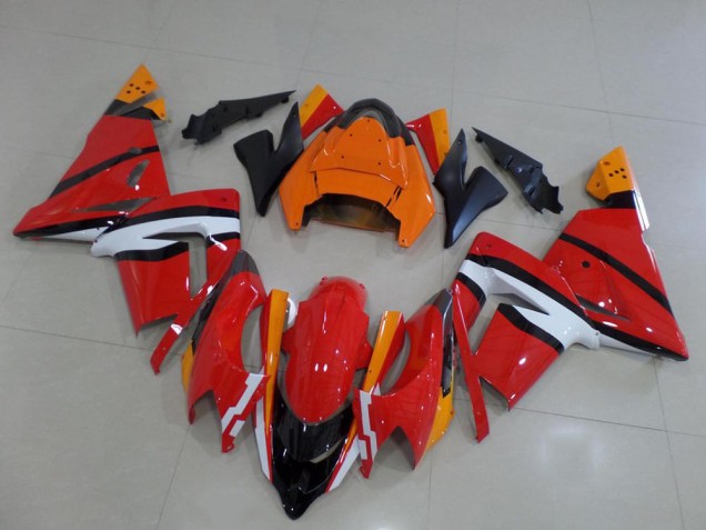 Kawasaki ZX10R Motorrad Verkleidung 2004-2005 - Orange Schwarz und Weiss