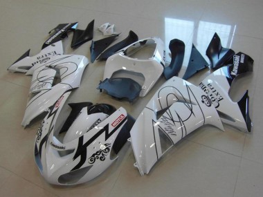 Kawasaki ZX10R Motorrad Verkleidung 2006-2007 - Weiss Schwarz Rot Motul Corona Extra