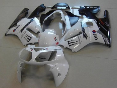 Kawasaki ZX12R Motorrad Verkleidung 2002-2006 - Weiss Glanzendes Schwarz Monster