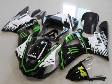 Yamaha YZF R1 Motorrad Verkleidung 2000-2001 - Glanzendes Schwarz Weiss Grun Monster
