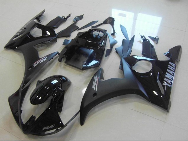 Yamaha YZF R6 Motorrad Verkleidung 2003-2004 - Glanzendes Schwarz Matt Schwarz Silber Aufkleber