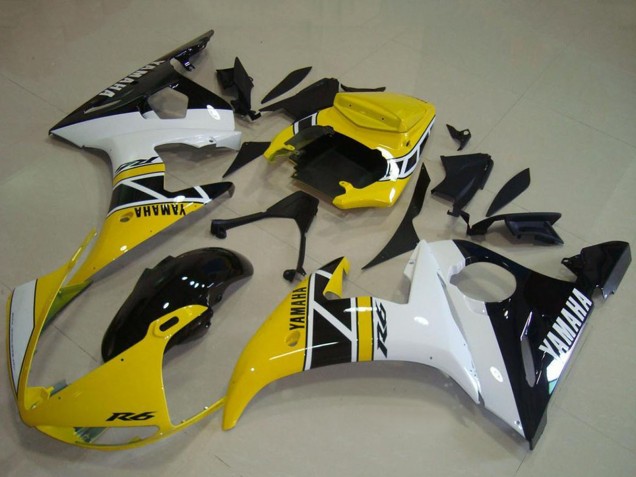Yamaha YZF R6 Motorrad Verkleidung 2003-2004 - Gelb Weiss Glanzendes Schwarz Jubilaum