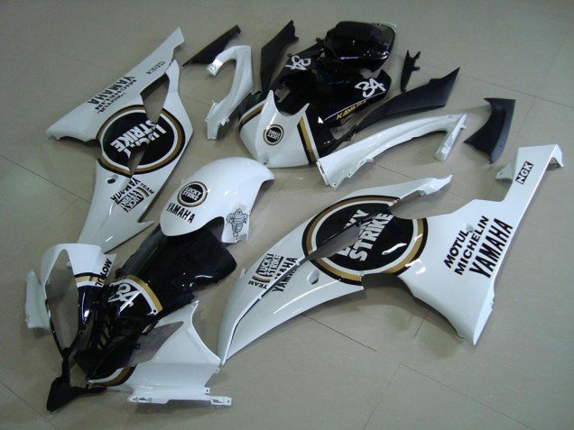 Yamaha YZF R6 Motorrad Verkleidung 2008-2016 - Weiss Glanzendes Schwarz Lucky Strike Motul Michelin 34