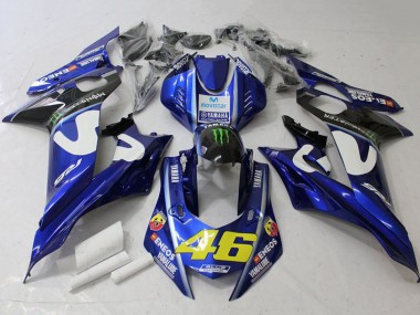 Yamaha YZF R6 Motorrad Verkleidung 2017-2023 - Weiss Blau Grun Monster MoviStar