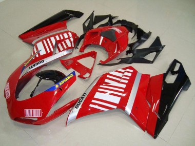 Ducati 848 1098 1198 Motorrad Verkleidung 2007-2014 - Silber Blau Rot Glanzendes Schwarz