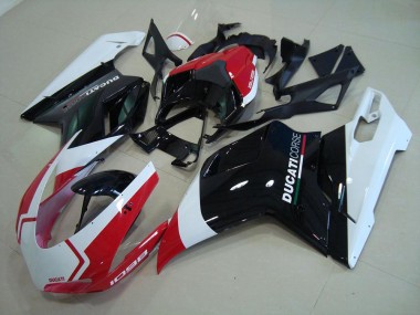 Ducati 1098 Motorrad Verkleidung 2007-2014 - Weiss Rot Glanzendes Schwarz Corse