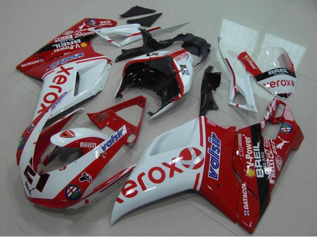 Ducati 848 1098 1198 Motorrad Verkleidung 2007-2014 - Weiss Rot Glanzendes Schwarz Valsir Xerox OEM Stil 21