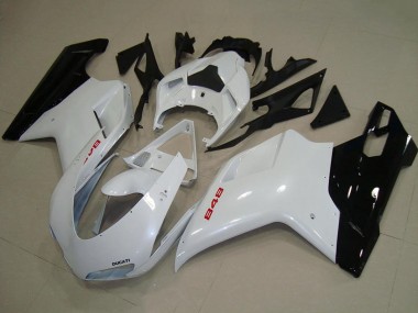Ducati 848 Motorrad Verkleidung 2007-2014 - Weiss Glanzendes Schwarz