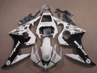 Yamaha YZF R6 Motorrad Verkleidung 2003-2004 - Weiss Glanzendes Schwarz Jordan Dunlop