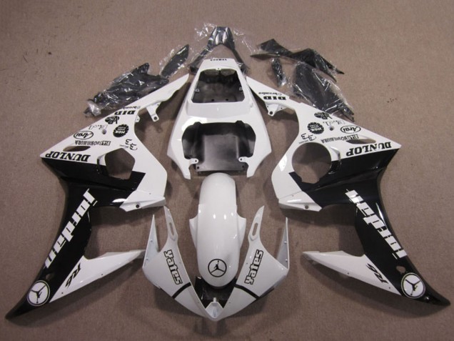 Yamaha YZF R6 Motorrad Verkleidung 2003-2004 - Weiss Glanzendes Schwarz Jordan Dunlop