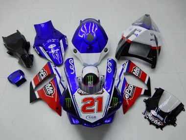 Yamaha YZF R1 Motorrad Verkleidung 2015-2019 - Weiss Blau Rot Schwarz Grun Monster 21