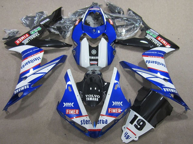 Yamaha YZF R1 Motorrad Verkleidung 2004-2006 - Weiss Blau Schwarz Rot Volvo Sterilgarda 19