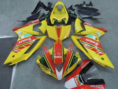 Yamaha YZF R1 Motorrad Verkleidung 2007-2008 - Gelb Rot Schwarz Weiss Schwan