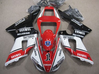 Yamaha YZF R1 Motorrad Verkleidung 2009-2011 - Weiss Rot Schwarz Bridgestone Yamalube Semakin Didepan