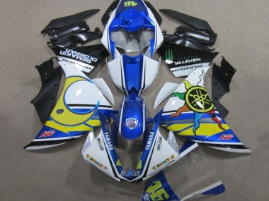 Yamaha YZF R1 Motorrad Verkleidung 2009-2011 - Weiss Blau Gelb Grun Monster Semakin Didepan