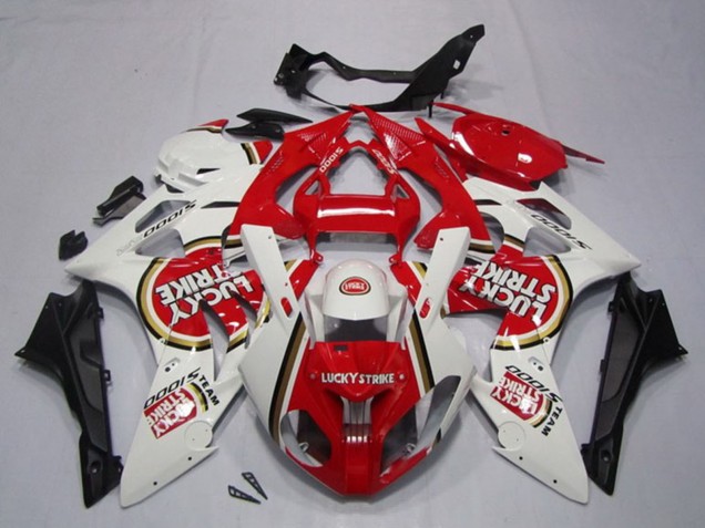 BMW S1000RR Motorrad Verkleidung 2009-2014 - Weiss Rot Lucky Strike