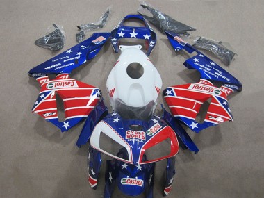 Honda CBR600RR Motorrad Verkleidung 2005-2006 - Weiss Rot Blau Cycle World Castrol