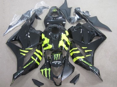 Honda CBR600RR Motorrad Verkleidung 2009-2012 - Glanzendes Schwarz Gelb Monster