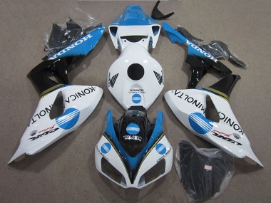 Honda CBR1000RR Motorrad Verkleidung 2006-2007 - Weiss Hellblau Glanzendes Schwarz Konica Minolta