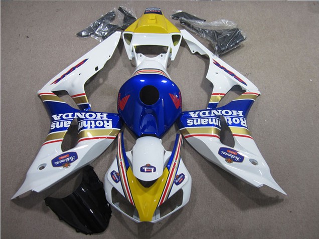 Honda CBR1000RR Motorrad Verkleidung 2006-2007 - Weiss Blau Gelb Gold Rothmans
