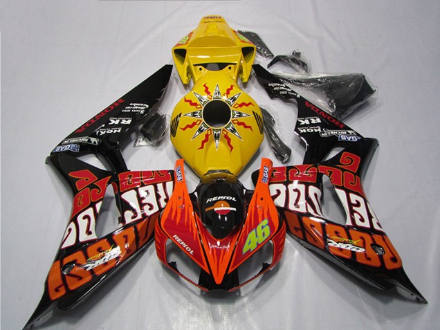 Honda CBR1000RR Motorrad Verkleidung 2004-2005 - Gelb Orange Glanzendes Schwarz Repsol Rossi 46