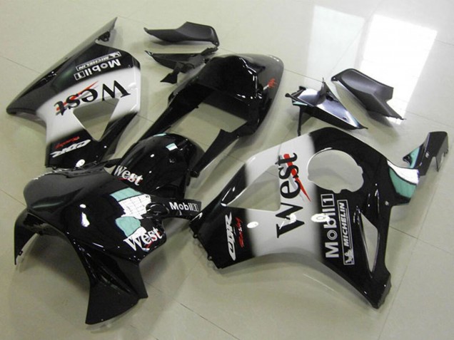 Honda CBR900RR 954 Motorrad Verkleidung 2002-2003 - Glanzendes Schwarz Weiss West