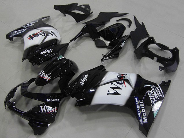 Kawasaki ZX250R Motorrad Verkleidung 2008-2012 - Glanzendes Schwarz Weiss West