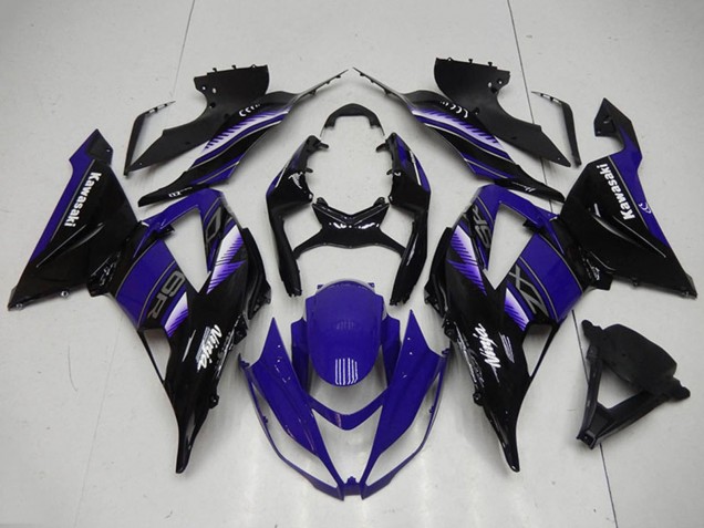 Kawasaki ZX6R Motorrad Verkleidung Kit 2013-2018 - Blau Glanzendes Schwarz