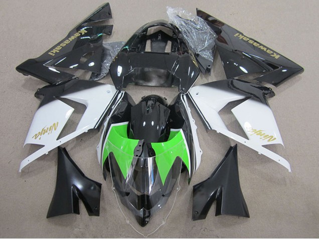 Kawasaki ZX10R Motorrad Verkleidung 2004-2005 - Schwarz Weiss Gold Ninja