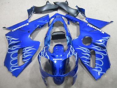 Kawasaki ZX12R Motorrad Verkleidung 2002-2006 - Blau Weiss Flamme
