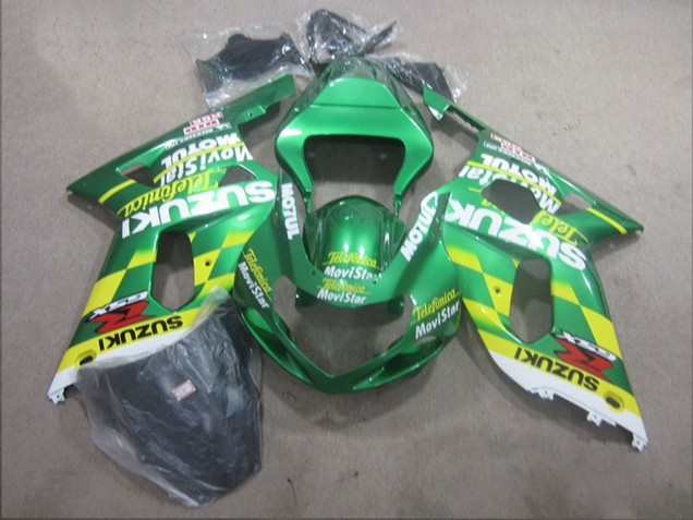Suzuki GSXR 600 Motorrad Verkleidung 2001-2003 - Grun Gelb Telefumica MoviStar