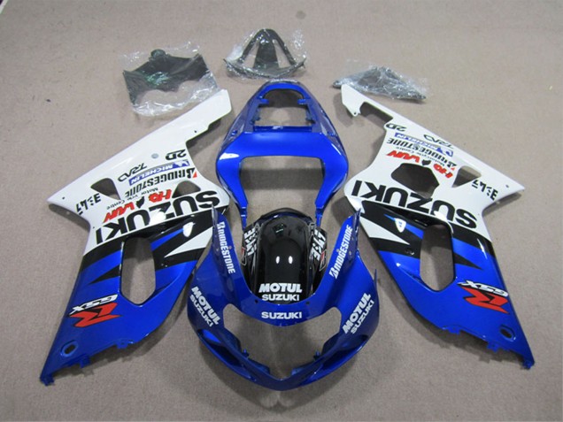Suzuki GSXR 600 Motorrad Verkleidung 2001-2003 - Weiss Blau Schwarz Motul