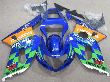 Suzuki GSXR 600 Motorrad Verkleidung 2001-2003 - Blau Orange Grun Telefumica MoviStar