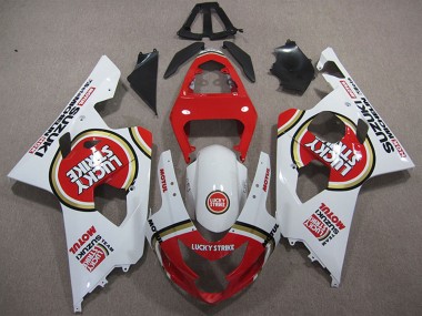 Suzuki GSXR 600 Motorrad Verkleidung 2004-2005 - Weiss Rot Lucky Strike Motul