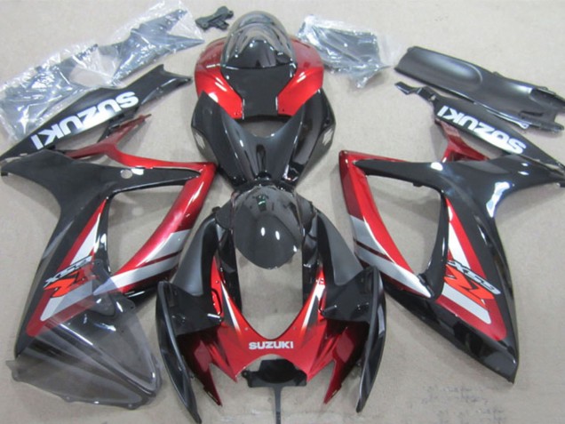 Suzuki GSXR 600 Motorrad Verkleidung 2006-2007 - Glanzendes Schwarz Rot Silber