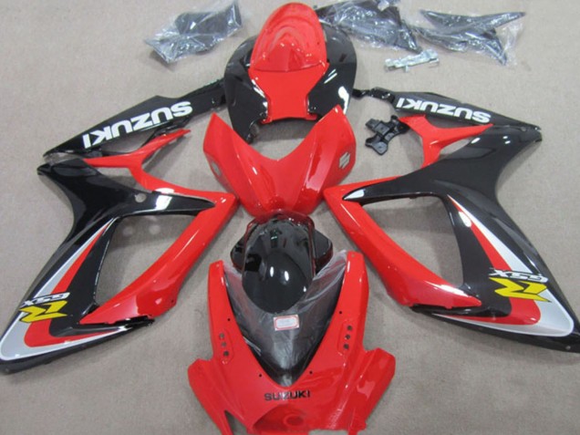 Suzuki GSXR 600 Motorrad Verkleidung 2006-2007 - Rot Silber Glanzendes Schwarz Gelb