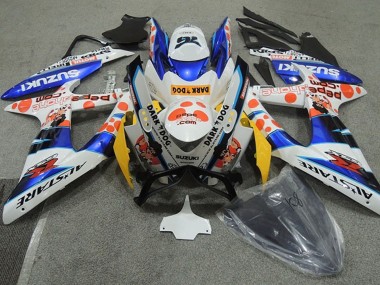 Suzuki GSXR 600 Motorrad Verkleidung 2008-2010 - Weiss Blau Orange Alstare Dunkel Dog