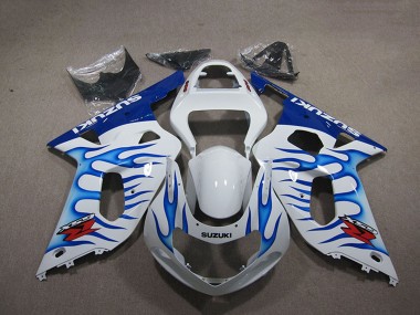 Suzuki GSXR 750 Motorrad Verkleidung 2001-2003 - Weiss Blau Flamme