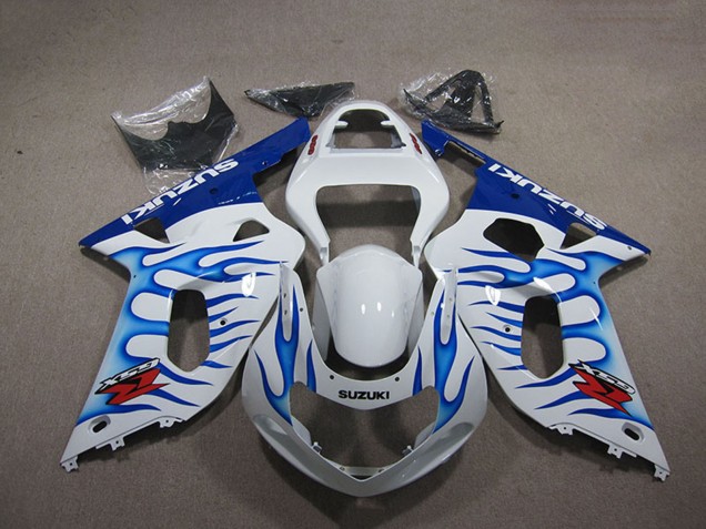 Suzuki GSXR 750 Motorrad Verkleidung 2001-2003 - Weiss Blau Flamme