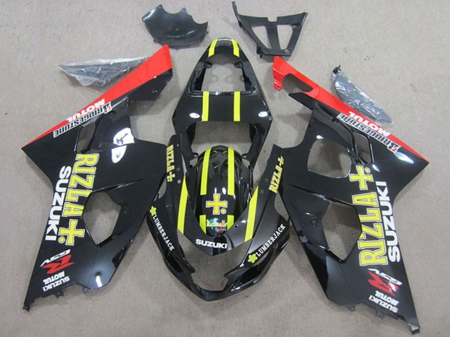 Suzuki GSXR 750 Motorrad Verkleidung 2004-2005 - Schwarz Rot Gelb Rizla